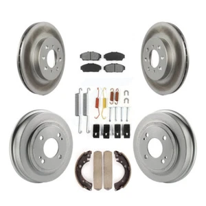 Front Rear Coated Brake Rotor Semi-Metallic Pad & Drum Kit (7Pc) For Honda Civic - Picture 1 of 10