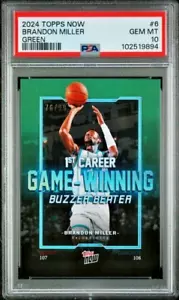 PSA 10 Brandon Miller 2024 Topps Now #6 Green - #/99 - 1st Career Game Winner - Picture 1 of 4