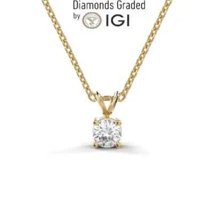 IGI Lab Grown Diamond G-H VS 2.00 CT Round Solitaire Pendant Necklace 14K Gold - Bild 1 von 7