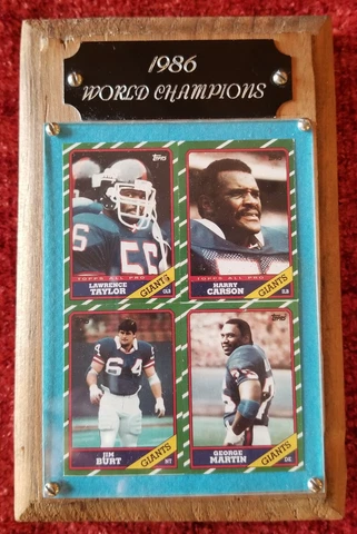 NEW YORK GIANTS 1986 Champions 5.5" X 3.5" PLAQUE Mini 86 TOPPS cards Cover