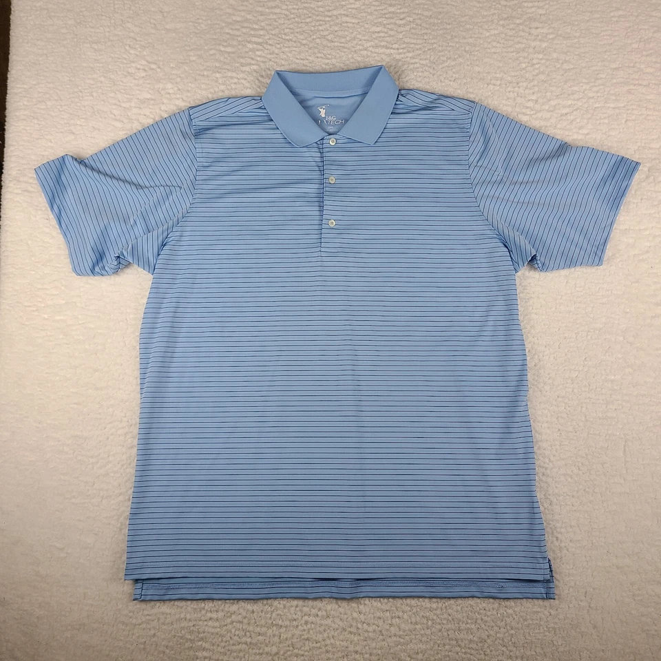 F & G Tech Polo Shirt Mens 2XL XXL Blue Striped Performance Fairway & Greene - Image 1 of 4