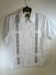 Guayabera Men’s Short Sleeve Vacation Wedding Embroidery Shirt Size Large Haband - Picture 1 of 8