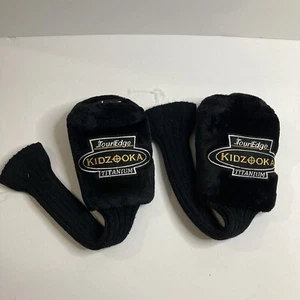 Tour Edge Golf Fuzzy Lot 2 Wood Driver Golf Club Head Cover Black Soft Sock - Picture 1 of 9