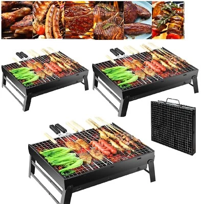 Holzkohlegrill Grill BBQ Klappgrill Tragbar Campinggrill Picknick Edelstahl Neu - Bild 1 von 3