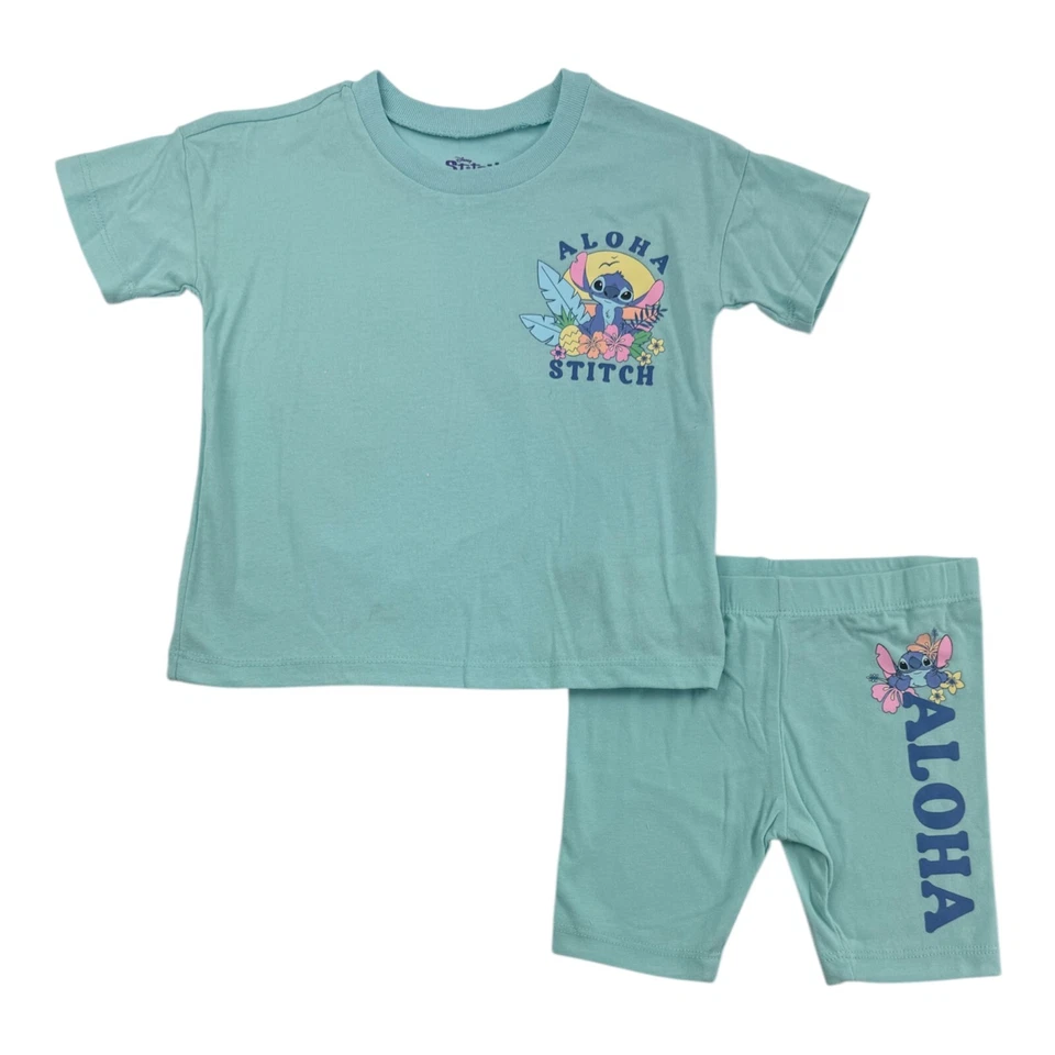 迪士尼Lilo & Stitch女孩短裤套装尺寸4,5,6,6X — 第 1/1 张图片