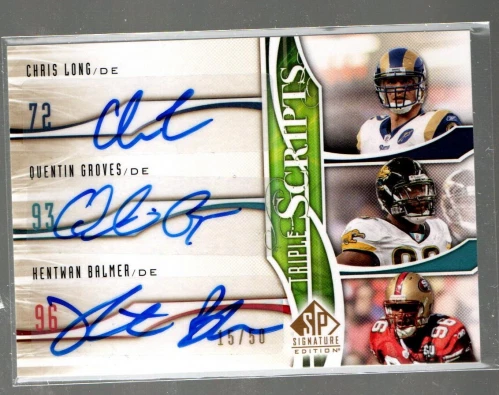 2009 SP S Triple Scripts #LBG Quentin Groves Kentwan Balmer Chris Long Auto /50 - Image 1 of 1