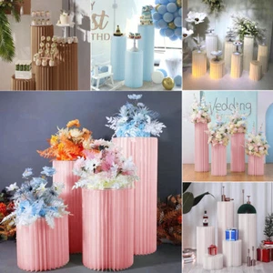 Folding Paper Round Pillar Flower Pedestal Stand Rack Wedding Centrepiece Plinth - Picture 1 of 25