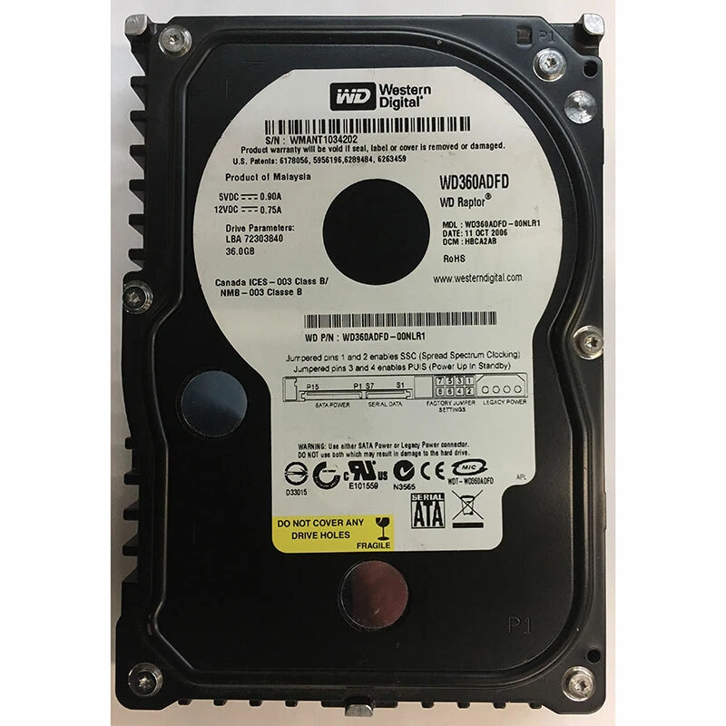 WD360ADFD-00NLR1 - Western Digital 36GB 10K RPM SATA 3.5" HDD - Image 1 of 1