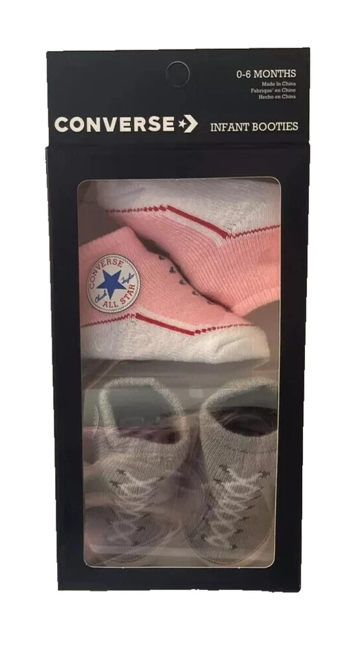 Conjunto de botines de bebé Converse bebés niñas/niños 0-6 meses rosa y gris Foto 1 de 2