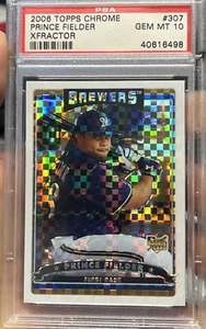 2006 Topps Chrome Xfractor Prince fielder RC ROOKIE PSA 10 ESTREMAMENTE RARO POP 6 - Foto 1 di 6