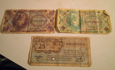 Vintage US Military Payment Series 641 Certificate Lot 5¢ 10¢ 25¢ - Image 1 of 4