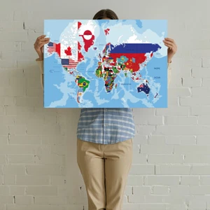 A1 A2 Weltkarte Wand Welt Poster Fahnen Druck Reisekarten Büro Deko - Bild 1 von 14