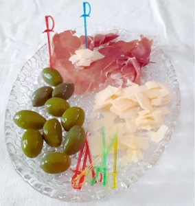 Vassoio portata vetro, Piatto ovale IVV per stuzzichini, dolci, formaggio 33x23 - Foto 1 di 3