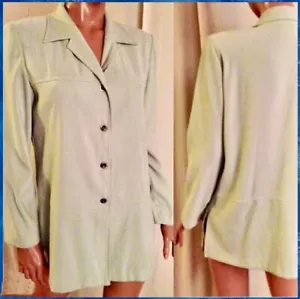 REQUIREMENTS Lt Sage Green Long Sleeve Collared Button Down Jacket-Top - Picture 1 of 6