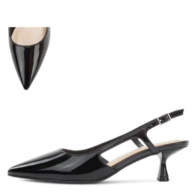 New SODA-BELL SLINGBACK PUMP PATENT Pointe Toe 1.9" Low-KITTEN Heel Women Sandal - Image 1 of 4