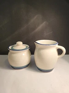 Pfaltzgraff Ocean Breeze Creamer and Sugar Bowl with lid green blue - Picture 1 of 12