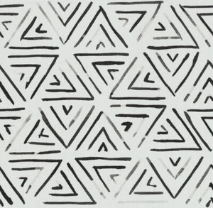 Tessuto tappezzeria cotone Fabricut Rashid Noir Global etnico bianco e nero - Foto 1 di 3