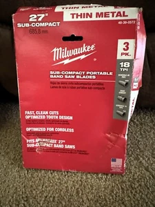 Milwaukee 48-39-0572 27" 18 TPI Sub Compact Stahl Bandsägeblatt (3er Pack) - Bild 1 von 2