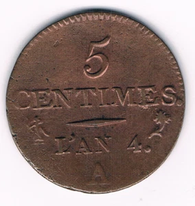 5 Centime  L'AN 4 A  République L'occupation Française-Franse Bezetting    XXF - Bild 1 von 2