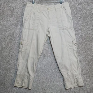 Calvin Klein Pants Womens Size 14 White Canvas Regular Straight Leg Cargo Pocket - Picture 1 of 15