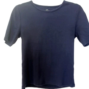 J Crew Women's Navy Medium scoop neck T-shirt Reimagine Sustainable M Cotton Tee - Picture 1 of 5