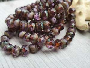 5 x 7mm Rondelle Beads in Thistle with Picasso Finish | Full Strand of 25 Beads