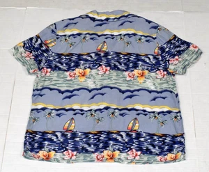 Vintage Gloria Vanderbilt Shirt Gr. S 90s Tropical Sailboats On Ocean Rayon - Bild 1 von 8