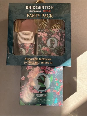 New Bridgerton Party Pack Dinnerware 70 Pieces Netflix Plates, Cups+ For 10 - Image 1 of 3