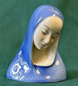 Goldscheider Madonna Figurine Virgin Mary Original Blue & White Porcelain 4.75" - Picture 1 of 8