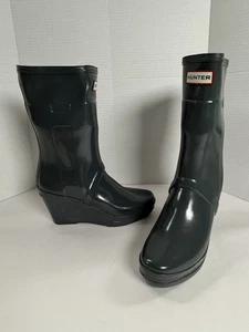 Hunter Kellan Damen Halbhoher Keilabsatz Regenstiefel Größe 6 EU 37 Booties Regenstiefel - Bild 1 von 11