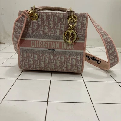 Dior Book Tote pink &white Canvas tote purse medium length  - Image 1 of 4