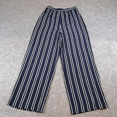 Pantalones Ralph Lauren vintage para mujer 8 rayas azules anchos 100 % seda clase profesional Foto 1 de 4