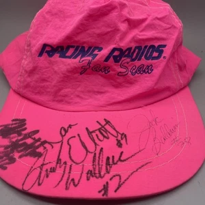 Racing Radios Fan Scan Hot Pink Cap Signed By Rusty Wallace #2 Chase Elliott #9 - Picture 1 of 8
