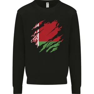 Torn Belarus Flag Belarusian Day Football Kids Sweatshirt Jumper - Picture 1 of 35
