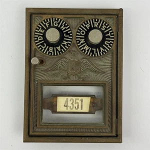 Vintage Corbin Messing US Post Office Box Tür Adler Doppel Kombination Zifferblatt 4351 - Bild 1 von 5