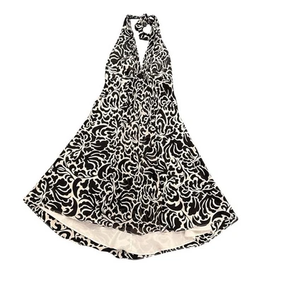 100% Silk Black And White Halter Dress Size 0 Black House White Market - Image 1 of 4