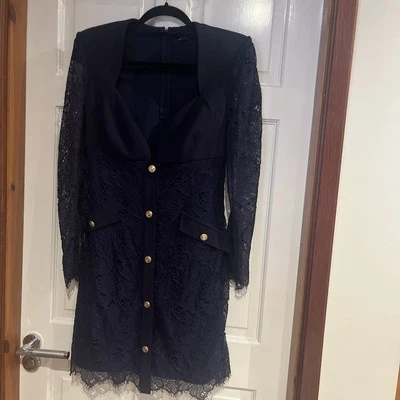Karen Millen Navy Otto Lace Mix Cocktail cruise race  Dress - Size 10  NWTGS - Image 1 of 4