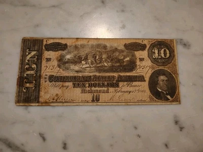 1864 C Confederate States Of America $10 Bill - Image 1 of 4