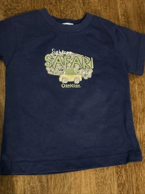 Camiseta vintage Oshkosh bebé 12 meses niño azul safari manga corta Foto 1 de 4