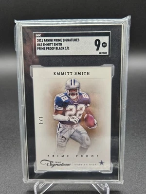 2011 Panini Prime Signatures Prime Proof Black 1/1 Emmitt Smith #62 SGC 9 MINT - Image 1 of 2