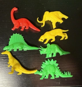 Vintage Plastic PVC Collectible Neon Dinosaur Lot Seven - Picture 1 of 11