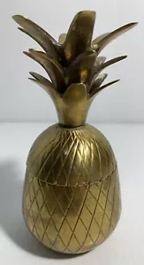 VTG Brass Pineapple Two Piece Trinket Box 5.5” - Picture 1 of 16