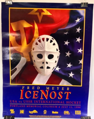 Póster de evento internacional de hockey Ice Nost 1990 vintage EE. UU. VS URSS Portland NHL Foto 1 de 4