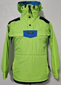 Columbia Pullover Jacket  1/4 Zip Neon Green Coat Anorak Youth Large 🔥 90s Y2k - Picture 1 of 16