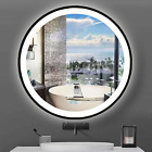 LED round Lighted Bathroom Mirror with Lights for Bathroom Wall Black Frame Vani