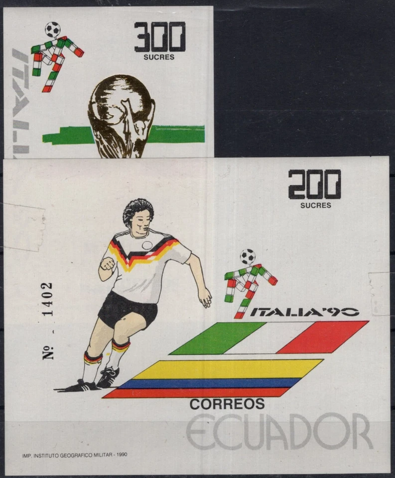 ECUADOR, SOCCER W/CUP 1990, MI # BL 143/4, MNH - Image 1 of 1