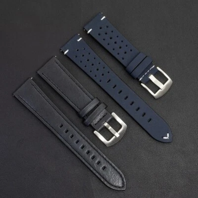 20mm 22mm Leather Watch Band Strap Universal Divers Replacement Wrist Bracelet - Image 1 of 4
