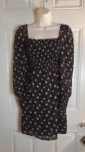 Maje schwarz Blumen Langarm Boho gefüttert U-Boot Ausschnitt Kleid Größe 36 (Medium) $ 385 - Bild 1 von 8