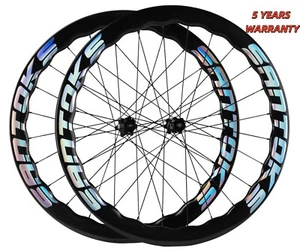 700C Set Ruote Carbonio Freno a Disco 4550 50mm Bici da Strada Ruote 28mm Bicicletta Tubeless - Foto 1 di 11