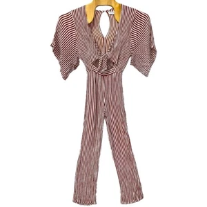 Faithfull The Brand Tilos Tie-Front Striped Jumpsuit Sz 2(XS) - Picture 1 of 12